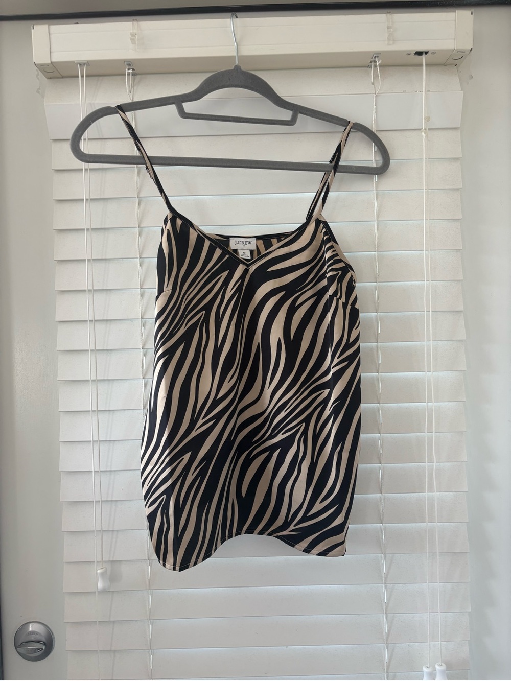 J. Crew Black and Cream Zebra-Print Satin Cami